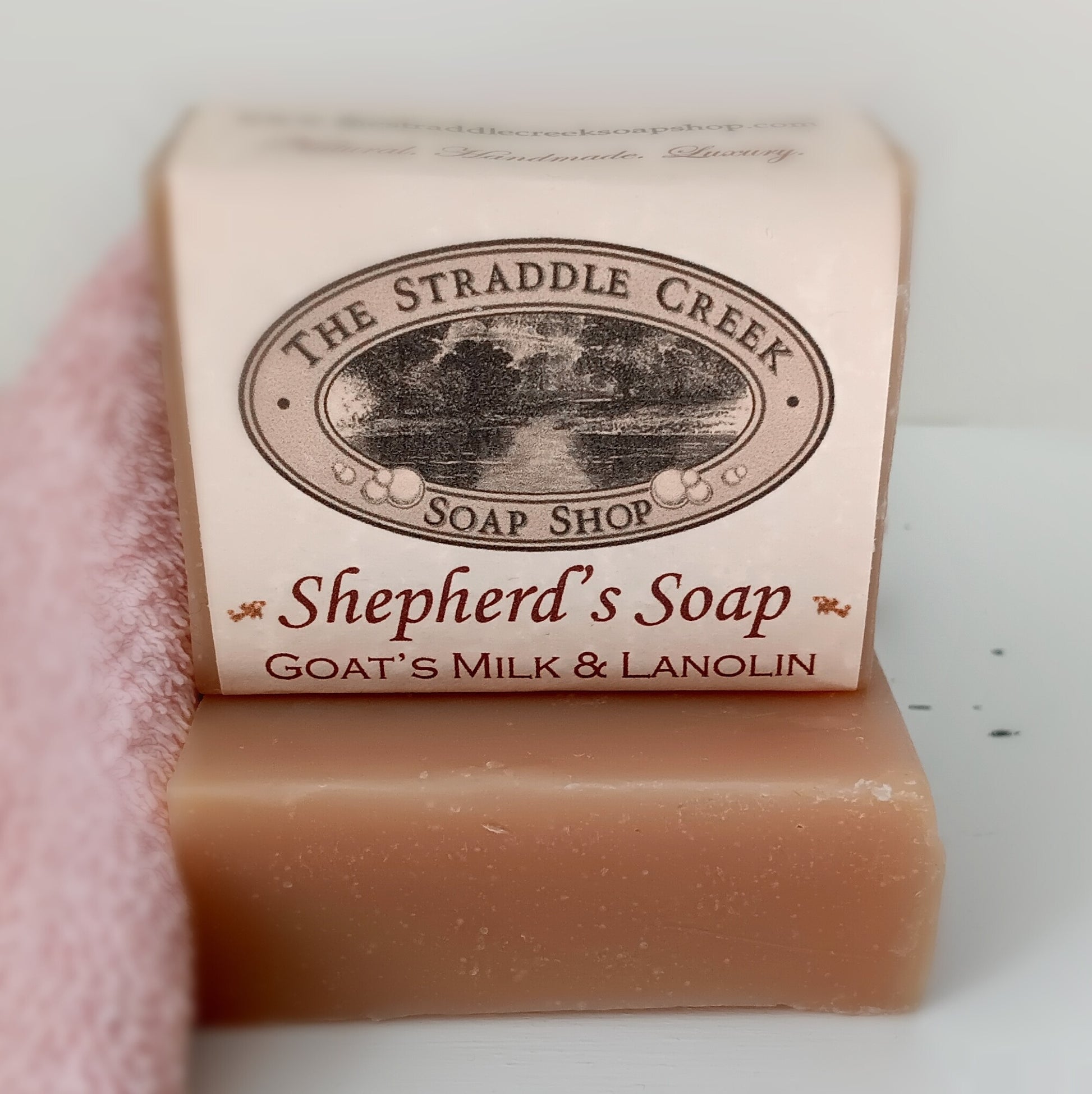 Bar of Shepherd's Soap from The Straddle Creek Soap Shop on a white background
