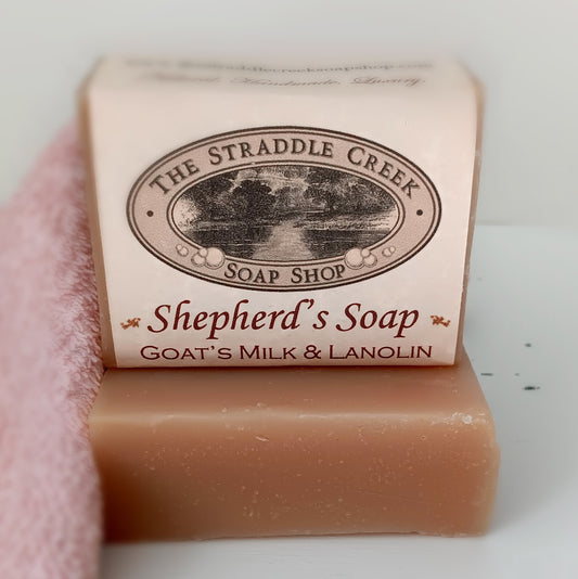 Bar of Shepherd's Soap from The Straddle Creek Soap Shop on a white background